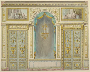 Design for veggdekorasjonen til Marie-Antoinettes leilighet på Fontainebleau Palace