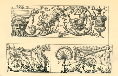 Design for groteske friser, 1500-tallet, 1881.