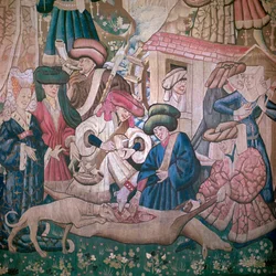 Detalj fra Devonshire Hunting Tapestries, 1400-tallet