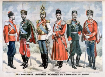 Ulike russiske militæruniformer til keiseren, 1896