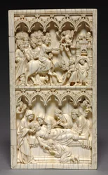 Diptych with Scenes from the Life of Christ right wing: Entry into Jerusalem and Entombment, ca. 1. 3