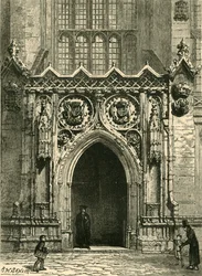 Døråpning til Kings College Chapel, 1898.