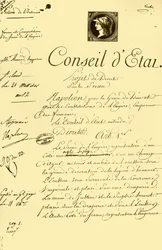 Utkast til dekret om formen og sammensetningen av det keiserlige seglet, 10. juli 1804, 1921.