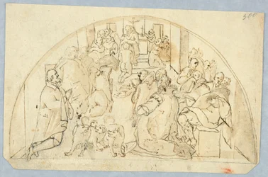Tegning, design for en overdør, 1600-1800-tallet