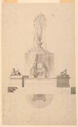 Tegning, fontene, 1775