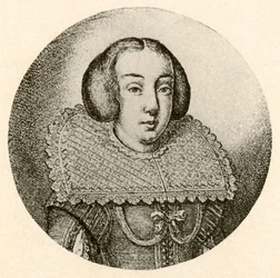 Nederlandsk dame, hår anordnet i puff på siden, 1645, 1937.