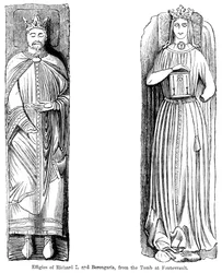Skulpturer av Richard I og Berengaria, fra graven ved Fontevrault Abbet, Frankrike