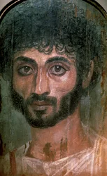 Egyptisk Fayum-portrett av en mann, romersk periode. 2. århundre e.Kr