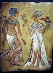 Egyptisk maleri av en ung mann og kvinne
