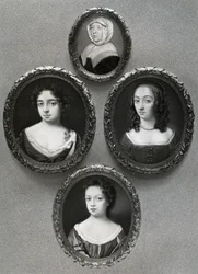Elizabeth Cromwell, mor til Oliver Cromwell, og døtrene hans, Mary, Elizabeth og Bridget, 1899.