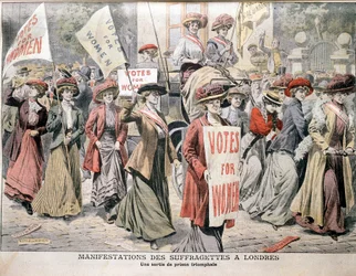 Engelske suffragetter ved å bli løslatt fra Holloway Prison, 1908