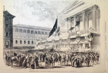 Innmelding av frivillige i Nasjonalgarden, Place du Panthéon, Paris, 1870-1871