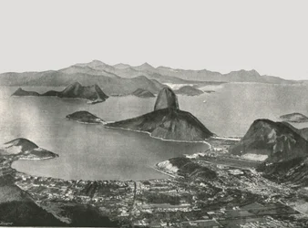 Inngang til bukten fra toppen av Corcovado, Rio de Janeiro, Brasil, 1895.