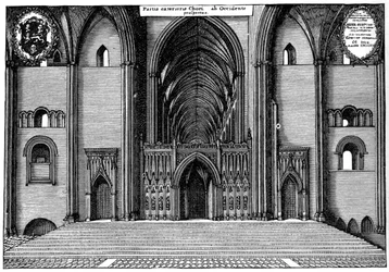 Inngang til koret til den gamle St Pauls Cathedral, City of London, 1892