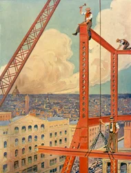 Bygger bjelkene til en enorm ny butikk, c1930.