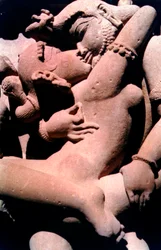 Erotisk skulptur, hinduistisk tempel, Khajuraho, India, 950-1050