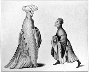 Eksempler på houppelande, 1300-tallet, 1910