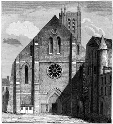 Fasade av den gamle kirken til klosteret Sainte-Geneviève, Paris, Frankrike, 1849