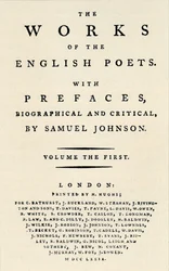 Faksimile-tittelside til den første utgaven av The Works of the English Poets, som inneholder Johnsons