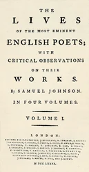 Faksimile-tittelside redusert av Johnsons Lives of the Poets - som gjenutgitt i egen form. T