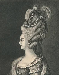 Kvinnelig hodeutstyr: Marie Antoinette, 1783, 1886