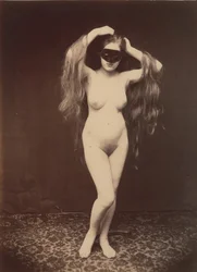Kvinnelig akt med maske, ca. 1870