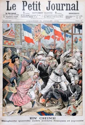 Kamp mellom franske og japanske soldater under den russisk-japanske krigen, Kina, 1904
