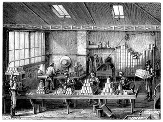 Fylle og lodde bokser med mat, Frankrike, c1870