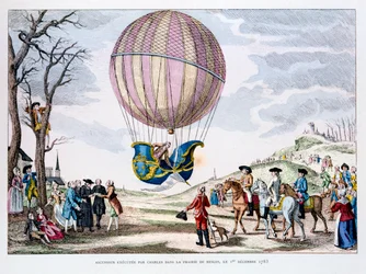 Første bemannede flytur i en hydrogenballong, Frankrike, 1. desember 1783 1887