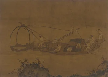 Fishermen Raising a Net, Ming-dynastiet, 1500-1700-tallet.