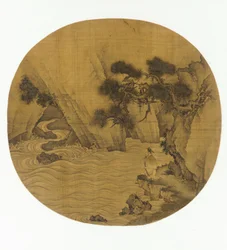 Fiske ved en fjelltorrent, Ming-dynastiet, 1368-1644.