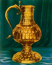 Flagon med fjærarbeid, 1938.