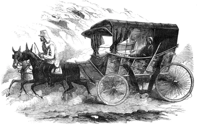 Florence Nightingale i sin vogn på Krim, 1856
