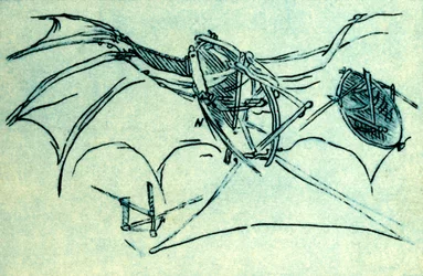 Flyvende maskin designet av Leonardo da Vinci, c1485, 1932.