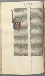 Fol. 178v, Nehemiah, historisk initial V, Nehemiah presenterer den gyldne kopp til Artaxerxes, ca. 127