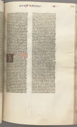 Fol. 184r, Ezra II, historisk initial E, en prest som sensurerte et alter, ca. 1275-1300.
