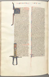Fol. 476v, James, historisk initial I, James stående med en rulle, ca. 1275-1300.
