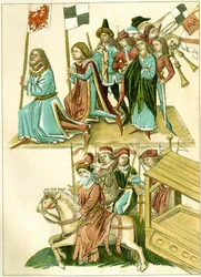 Frederick I mottar Brandenburg kopi av en illustrasjon fra Richentals illustrerte kronikk, ca. 1440