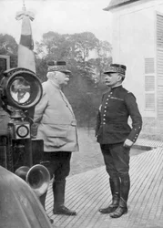 Franske generaler fra første verdenskrig Joseph Joffre og Ferdinand Foch, Flandern, 1914