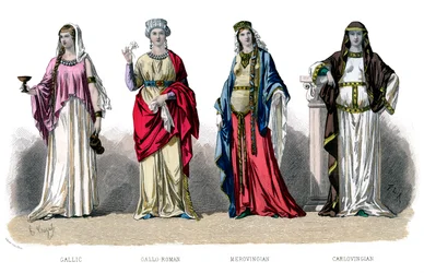 Fransk drakt: gallisk, gallo romersk, merovinger, karlovinger, 1882