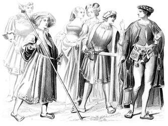 Franske adelsmenn og kvinner, en yeomen of the garden, og en gentleman, 1400-tallet 1849