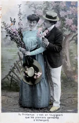 Fransk romantisk postkort, c1900