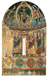 Freske i kirken Santa Maria de Taüll, Catalonia, Spania, 1928.