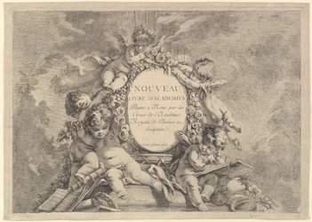 Frontispice, fra New Book of Painted Academies in Roma av Students of the Academy R..., 1759.