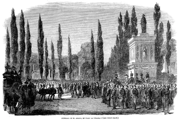 Begravelse til Francois Arago, fransk astronom, fysiker og politiker, Paris, 5. oktober 1853.