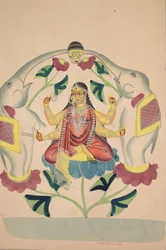 Gajalakshmi: Lakshmi med elefanter, 1800-tallet.