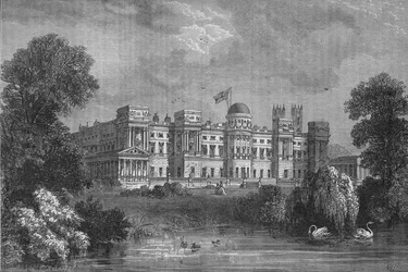 Hagefronten til Buckingham Palace, Westminster, London, c1875 1878