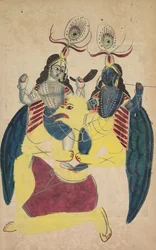 Garuda som bærer Balarama og Krishna, 1800-tallet.