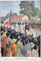 General Voyron gjennomgikk franske tropper, Shanghai, 1900