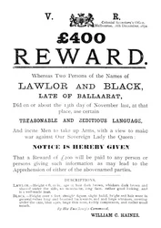 Regjeringsmelding - For Lawlor and Black, c1854, 1902